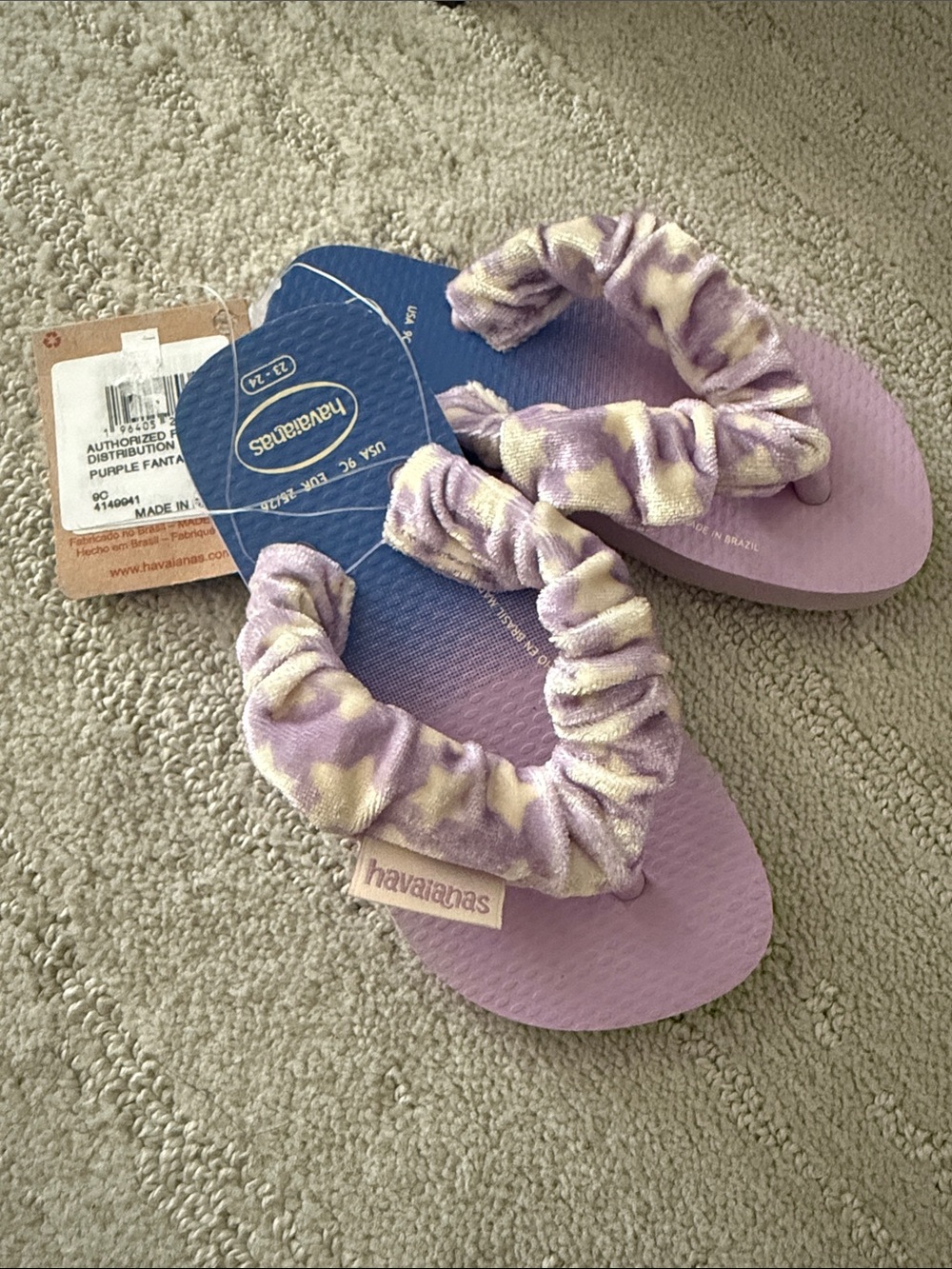 Havaianas Kids Purple Tie-Dye Scrunchie Flip Flops
